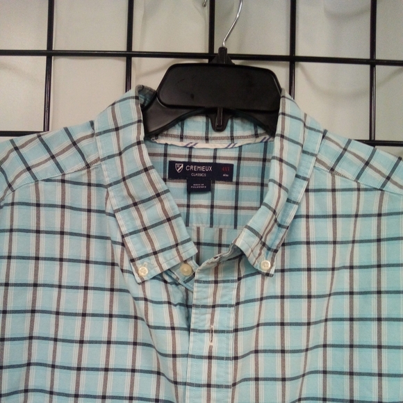 Daniel Cremieux Classics Men's 4XT Blue White Plaid Short Sleeve Button Up - Picture 2 of 7